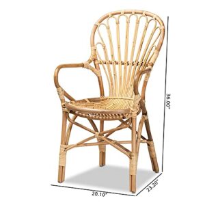 Baxton Studio Sheraton Natural Finished Rattan Armchair