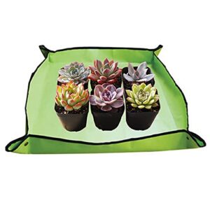 CFH-ALLEZ 17 Pieces Succulent Plants Tools,Gardening Succulent Transplanting Hand Tool +Succulent Garden Pad Miniature Planting Collapsible Waterproof Planter Gardening Mat+Garden Bucket Bag (Green)1