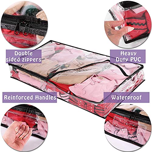 Vieshful 3 Pack Clothes Storage Bags and 3 Pack Clear Underbed Storage Bins, Large Capacity Clothing Containers with Sturdy Zippers and Strong Handles