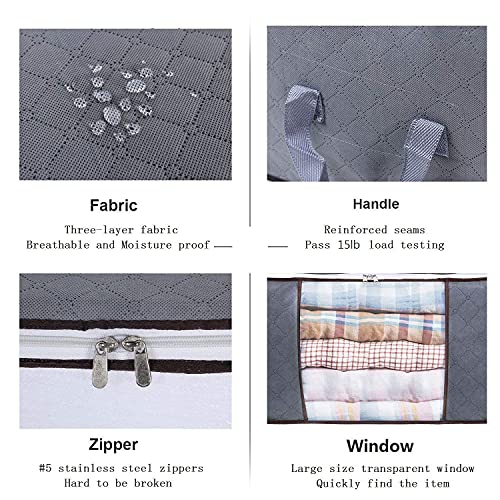 Vieshful 3 Pack Clothes Storage Bags and 3 Pack Clear Underbed Storage Bins, Large Capacity Clothing Containers with Sturdy Zippers and Strong Handles