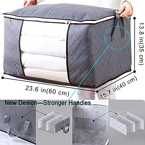 Vieshful 3 Pack Clothes Storage Bags and 3 Pack Clear Underbed Storage Bins, Large Capacity Clothing Containers with Sturdy Zippers and Strong Handles