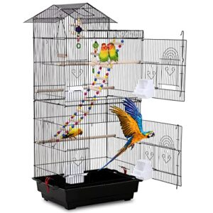 hcy, bird cage, parrot cage 39 inch parakeet cage accessories with bird stand medium roof top large flight cage for small cockatiel canary parakeet conure finches budgie lovebirds pet toy