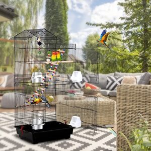 HCY, Bird Cage, Parrot Cage 39 inch Parakeet Cage Accessories with Bird Stand Medium Roof Top Large Flight cage for Small Cockatiel Canary Parakeet Conure Finches Budgie Lovebirds Pet Toy