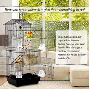 HCY, Bird Cage, Parrot Cage 39 inch Parakeet Cage Accessories with Bird Stand Medium Roof Top Large Flight cage for Small Cockatiel Canary Parakeet Conure Finches Budgie Lovebirds Pet Toy