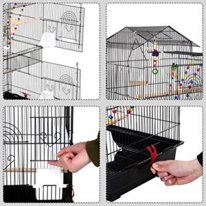 HCY, Bird Cage, Parrot Cage 39 inch Parakeet Cage Accessories with Bird Stand Medium Roof Top Large Flight cage for Small Cockatiel Canary Parakeet Conure Finches Budgie Lovebirds Pet Toy