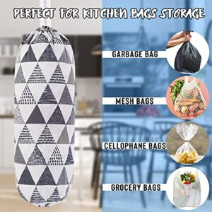 Sanlykate 2 Pack Plastic Bag Holders for grocery bags Wall Mount Large Organizer with Stainless Steel Hooks, Shopping Bag Storage Dispensers for Garbage Bags, 23X9 inch, Grey Triangle