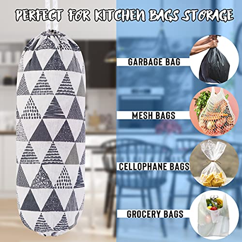 Sanlykate 2 Pack Plastic Bag Holders for grocery bags Wall Mount Large Organizer with Stainless Steel Hooks, Shopping Bag Storage Dispensers for Garbage Bags, 23X9 inch, Grey Triangle