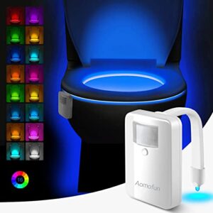 aomofun toilet night light - 16 color motion sensor activated bathroom led bowl nightlight - cool fun gadgets for home decor & stocking stuffer - unique gift item for men, dad, boys, kids and teens