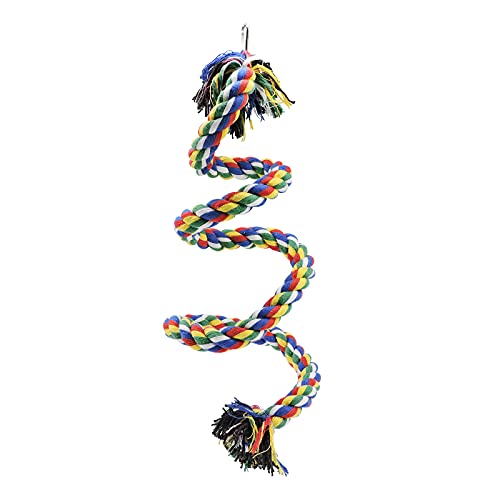 WishLotus Bird Perches, Parrot Colorful Climbing Rope Swing Toys Parrot Stand with Bell and Hanging Clip for Parrots, Budgies, Macaws, Parakeets, and Other Small Birds. (100cm)