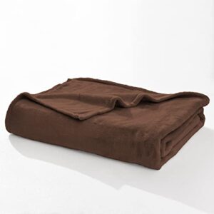 orient bedding soft smooth lightweight microfiber flannel fleece throw blanket, warm and comfortable for adults and kids suitable for all season (coffee color, 60''x80'')