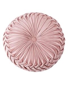 hlovme round velvet pillow for couch small handmade decorative throw pillow for bed bedroom 13.7” pink