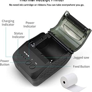 Bluetooth Receipt Printer, 58mm Mini Portable Personal Bill Printer Wireless,Mobile Thermal POS Printer for Small Business, Supports Android/Windows, Not for Square iOS Tablets