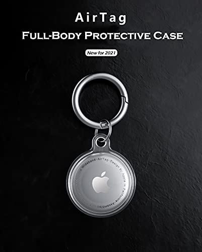 [4 Pack] Soft TPU Case Compatible with Apple AirTags 2021, Clear Protective Anti-Scratch Lightweight Waterproof Cover with Key Ring for AirTags Finder Tracker Keychain