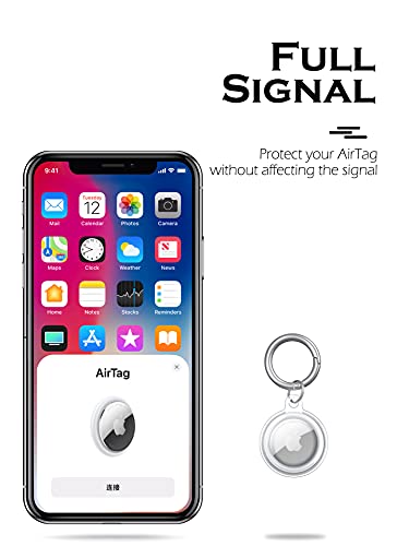 [4 Pack] Soft TPU Case Compatible with Apple AirTags 2021, Clear Protective Anti-Scratch Lightweight Waterproof Cover with Key Ring for AirTags Finder Tracker Keychain