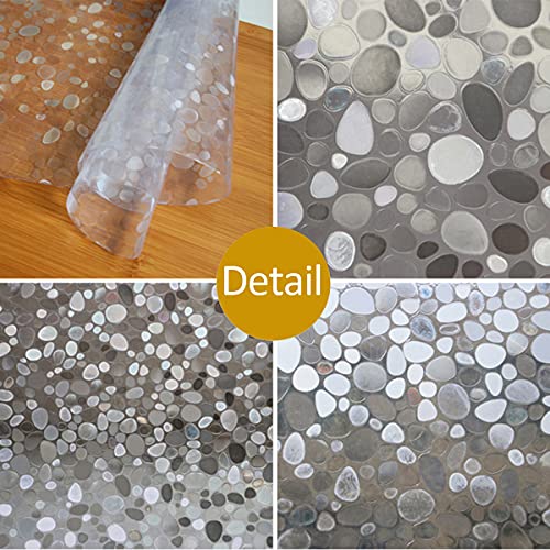 Window Privacy Film, No Glue Static Cling Window Sticker, 3D Stained Glass Window Pebble Pattern, Window Self-Adhesive Vinyl for Office and Home Decoration - 17.5 inches by 78.7 inches