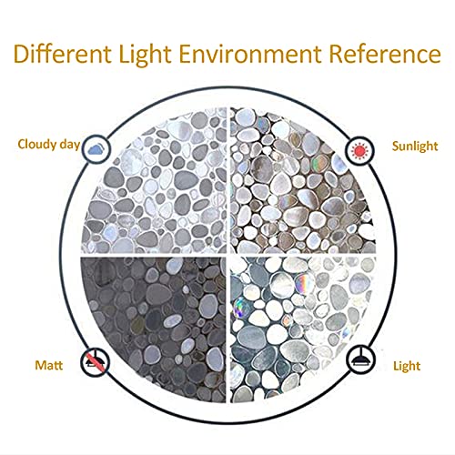 Window Privacy Film, No Glue Static Cling Window Sticker, 3D Stained Glass Window Pebble Pattern, Window Self-Adhesive Vinyl for Office and Home Decoration - 17.5 inches by 78.7 inches