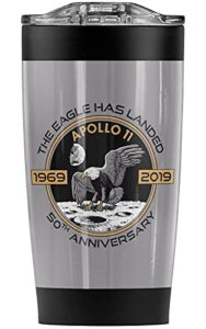logovision nasa apollo circle 50th stainless steel tumbler 20 oz coffee travel mug/cup, vacuum insulated & double wall with leakproof sliding lid | great for hot drinks and cold beverages