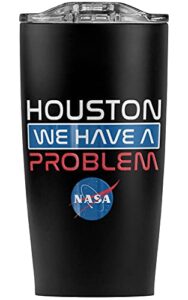 logovision nasa houston we have a problem stainless steel tumbler 20 oz coffee travel mug/cup, vacuum insulated & double wall with leakproof sliding lid | great for hot drinks and cold beverages