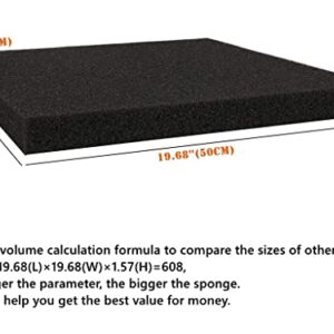 SHUNTING Filter Foam Sponges,Filter Media Pad,Filter Sponge, Cut-to-Size Foam for Aquarium Fish Tank 19.6"x19.6"x1.57"(25PPI)