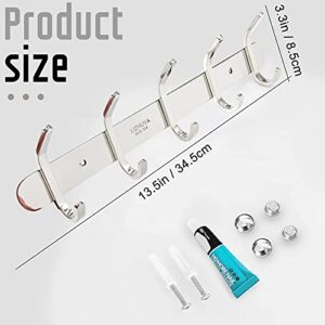 LIZHUYA Coat Hook Wall Mount Adhesive Coat Rack Easy Installation for Bedroom Bathroom Foyer Hallway for Coats Pots Towels Coat Hat Towel Robes Heavy Duty Stainless Steel with 5 Hooks (J-5HOOKS)