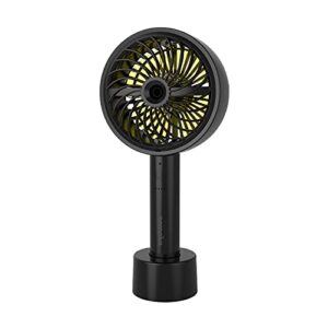 aeroplus mini fan 5" handheld personal 3 speed rechargeable battery operated with misting option weatherproof includes dock & cable (black) desk fan for home kitchen office travel camping