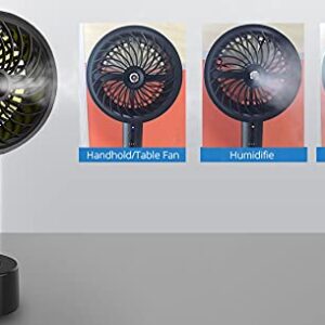 Aeroplus Mini Fan 5" Handheld Personal 3 Speed Rechargeable Battery Operated with Misting Option weatherproof includes dock & cable (Black) desk fan for home kitchen office travel camping