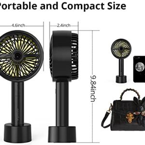 Aeroplus Mini Fan 5" Handheld Personal 3 Speed Rechargeable Battery Operated with Misting Option weatherproof includes dock & cable (Black) desk fan for home kitchen office travel camping