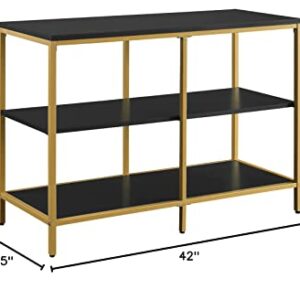 OSP Home Furnishings Modern Life Contemporary Double 3 Shelf Bookcase and Credenza, Black