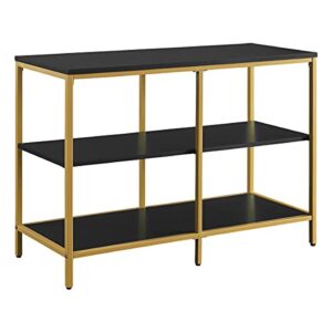 osp home furnishings modern life contemporary double 3 shelf bookcase and credenza, black