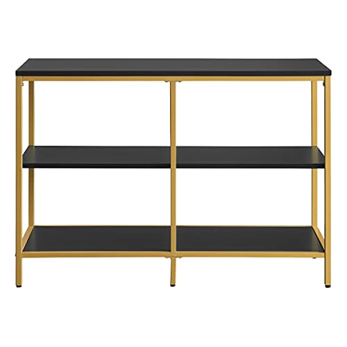 OSP Home Furnishings Modern Life Contemporary Double 3 Shelf Bookcase and Credenza, Black