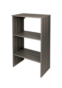 closetmaid suitesymphony wood shelf unit, 2 shelves, adjustable, for storage, closet, clothes, shoes, décor, tv, books, graphite grey