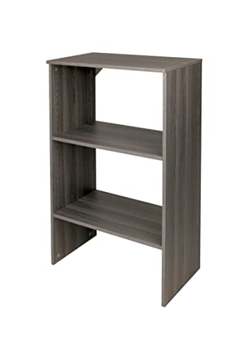 ClosetMaid SuiteSymphony Wood Shelf Unit, 2 Shelves, Adjustable, for Storage, Closet, Clothes, Shoes, Décor, TV, Books, Graphite Grey