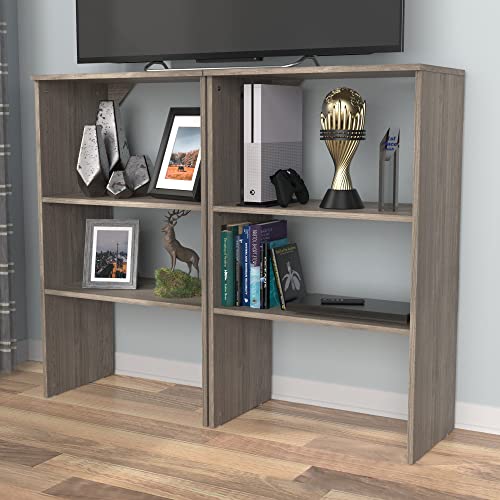 ClosetMaid SuiteSymphony Wood Shelf Unit, 2 Shelves, Adjustable, for Storage, Closet, Clothes, Shoes, Décor, TV, Books, Graphite Grey