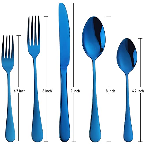 Blue Silverware Set Flatware Cutlery - Levanma 20 Pieces Stainless Steel Tableware Set Service for 4,Include Fork Knife Spoon,Mirror Polished,Dishwasher Safe