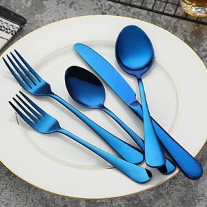 Blue Silverware Set Flatware Cutlery - Levanma 20 Pieces Stainless Steel Tableware Set Service for 4,Include Fork Knife Spoon,Mirror Polished,Dishwasher Safe