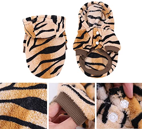 XIAOYU Pet Clothes Puppy Dog Cat Hoodie Warm Sweater Costume Halloween Cosplay Party Apparel, Tiger, S