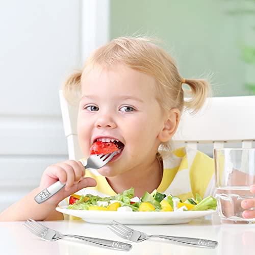 9 Pieces Toddler Forks Kids Forks, Kids Silverware Stainless Steel Childrens Safe Flatware Metal Baby Utensils Set Small Forks for Self Feeding, Dishwasher Safe