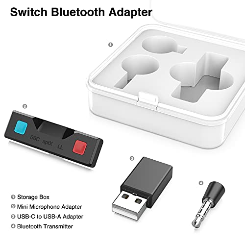 Bluetooth 5.0 Audio Transmitter Adapter with USB C and USB A Connector for Nintendo Switch & Lite TV Dock PS4 Slim Design Mic Included Dual APTX Low Latency for All Bluetooth Headphones Speakers