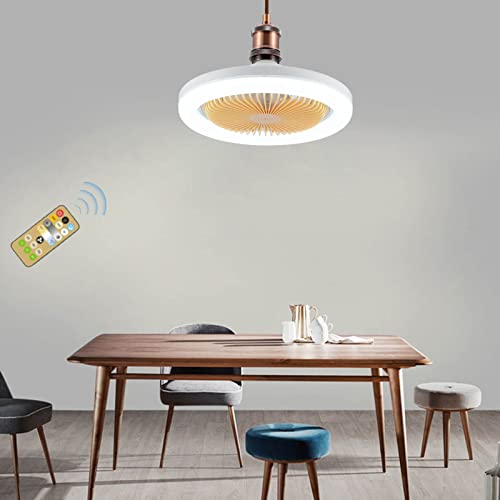 Teocary Fan Light, Ceiling Fans with Lights and Remote Ceiling Fan with Lights, Enclosed Low Profile Fan Light, Hidden Electric Fan Delier with Remote Control Modern Household Ceiling Fan with Light