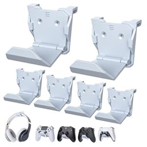 controller wall mount holder for ps5/ps4/xbox/switch controller, strong adhesive/screw controller holder headphone stand, ps5 headset hanger hook for universal gaming controller and headset - 6 pack