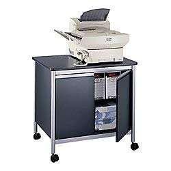safco products deluxe machine stand 1872bl, holds up to 200 lbs., inside shelf storage, double doors