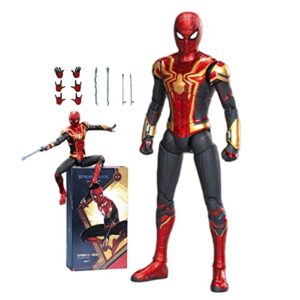 lonullymege no way home spiderman action figures-2022 new released legends movie hero series-all joints movable 7 inch exquisite collection iron spiderman toy (gold & red)