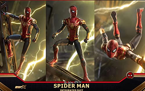 LonullyMege No Way Home Spiderman Action Figures-2022 New Released Legends Movie Hero Series-All Joints Movable 7 Inch Exquisite Collection Iron Spiderman Toy (Gold & Red)