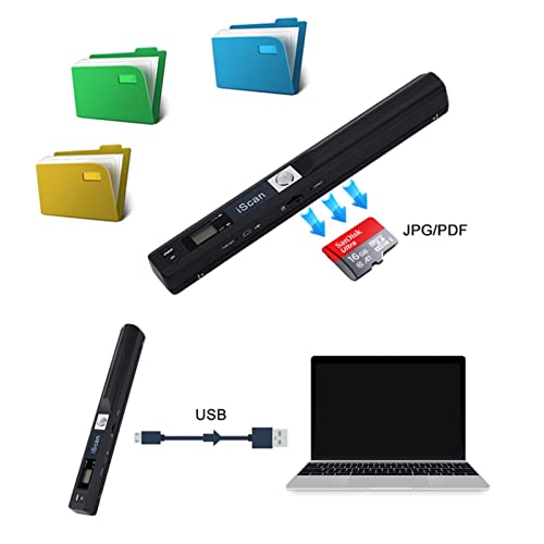 Portable Document Scanner, Document Wand Scanner Portable Handheld Scanner Hand Scanner for Business Photo Picture Receipts Books