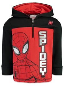 marvel spider-man big boys fleece half zip hoodie red/black 10