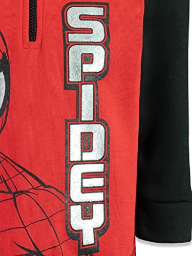 Marvel Spider-Man Big Boys Fleece Half Zip Hoodie Red/Black 10