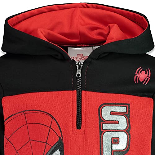 Marvel Spider-Man Big Boys Fleece Half Zip Hoodie Red/Black 10