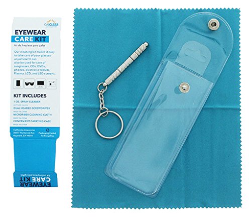 Eyeglass Cleaning & Repair Kit; 1oz Bottle Cleaning Spray, Microfiber Cleaning Cloth, Keychain Screwdriver, Pink