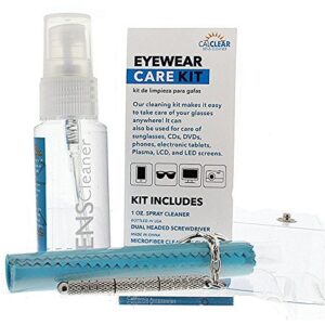 Eyeglass Cleaning & Repair Kit; 1oz Bottle Cleaning Spray, Microfiber Cleaning Cloth, Keychain Screwdriver, Pink