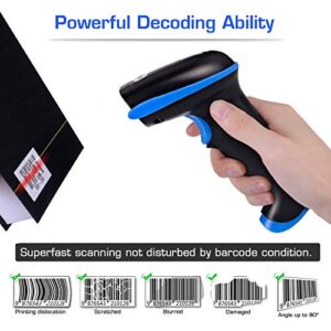 WoneNice Barcode Scanner Wireless 2-in-1 (2.4Ghz Wireless+USB 2.0 Wired) Handheld Bar Code Scanner Reader with USB Receiver for Store, Supermarket, Warehouse